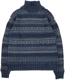 (ダブルアールエル) RRL インディゴ モックネック セーター ニット 本藍染め メンズ Indigo Fair Isle Mock Neck Sweater 【あす楽】