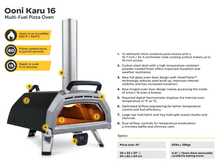 楽天市場】Ooni Karu16 UU-P0E400 ピザオーブン 屋外専用《配送タイプA 