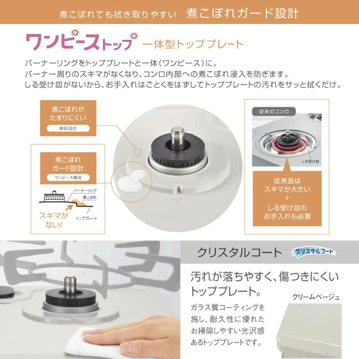 楽天市場】リンナイ ガステーブル RT64MH7R2-C ワンピーストップ 標準 