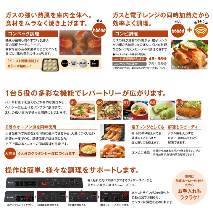 楽天市場】リンナイ 卓上型ガスコンビネーションレンジ RMC-S13E 電子 