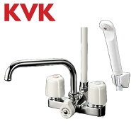 KVK KF14E 台付 2ハンドルシャワー バスルーム用台付 デッキ形 取付ピッチ120mm 風呂 浴室 水栓 混合栓 1…