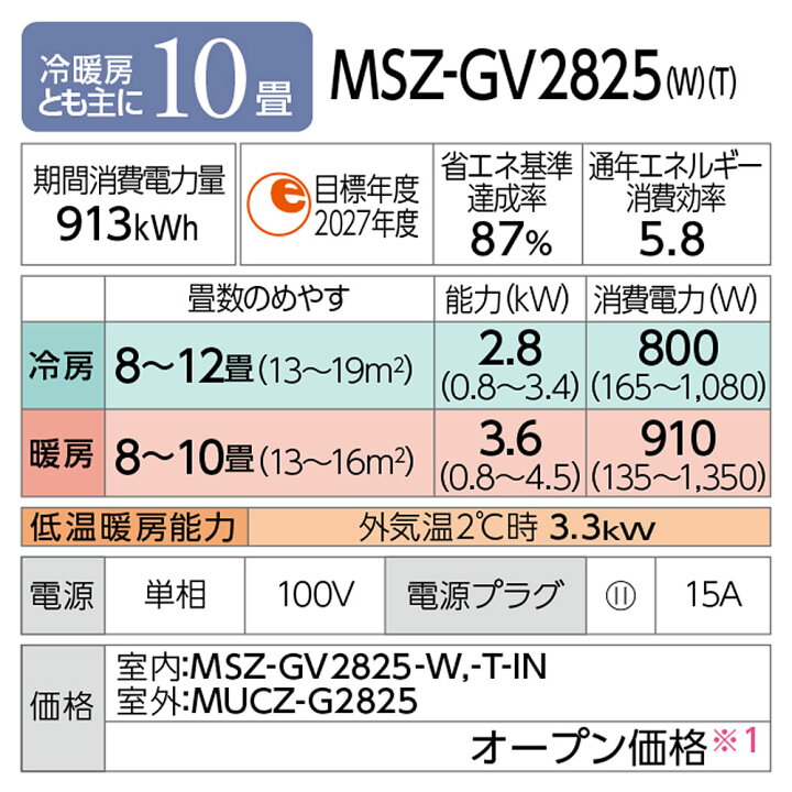 楽天市場】【日時指定OK】2025年製 三菱 エアコン 霧ヶ峰 10畳用 2.8kw 