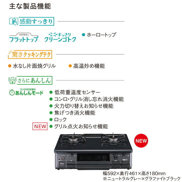 楽天市場】＼4月15日限定 555円OFFクーポン／ パロマ ガスコンロ 2口 