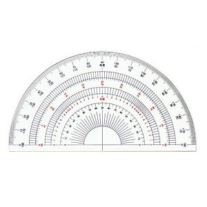 分度器 (アクリル製) 半円分度器 18cm 厚さ1.0mm No.16-505