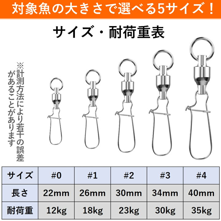楽天市場 スイベル サルカン スナップ付き ボールベアリング 0号 4号 5サイズ 30個セット 釣り具 仕掛け 海釣り 釣り道具 ルアー 高強度 ステンレス 耐腐食 Gateway2u 楽天市場店