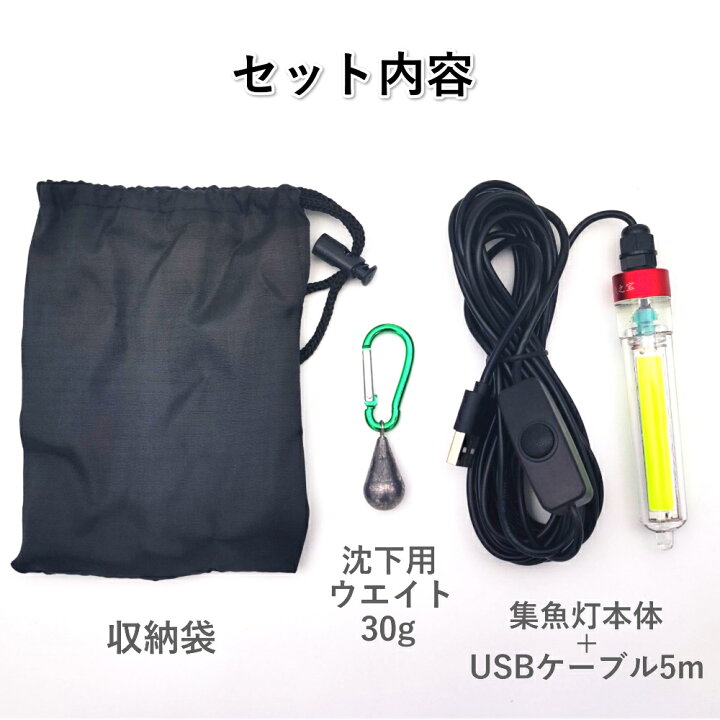 楽天市場】USB給電式 集魚灯 水中集魚灯 夜釣り 防水 投光器 海釣り 船 