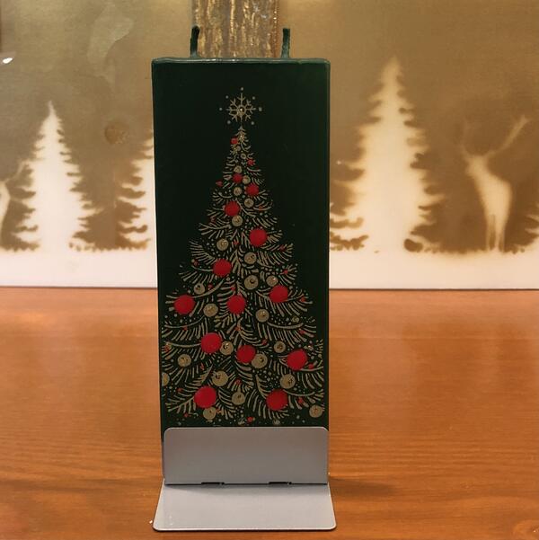 素敵なアート作品として飾って楽しめる ※アウトレット品 お洒落な板チョコサイズのアートキャンドル キャンドル フラットキャンドル 日本メーカー新品 リトアニア製 Christmas 高さ15cm Tree Flatyz