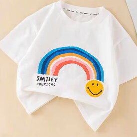 【2個で　500円OFFクーポン】【即納】　夏の新作子供服 　かわいい　おしゃれ 半袖Tシャツ キッズ ジュニアキッズ 男の子 女の子 半袖Tシャツ 90cm-130cm こども服 おしゃれ 子供服　