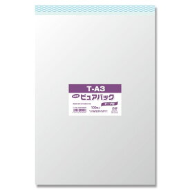 シモジマ OPP袋 Nピュアパック T-A3 (A3用 310×435×0.03mm) テープ付き 100枚入り 6798330 - メール便不可