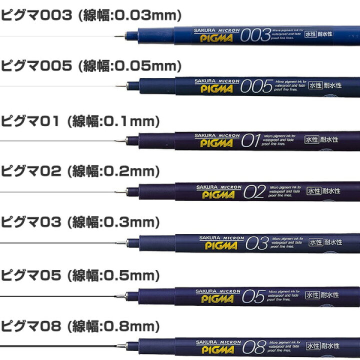 楽天市場 サクラクレパス ピグマ 黒 全12種類セット 003 005 01 02 03 05 08 1 2 3 F Br マーカー ミリペン 絵画材料と文房具のお店 画材本舗