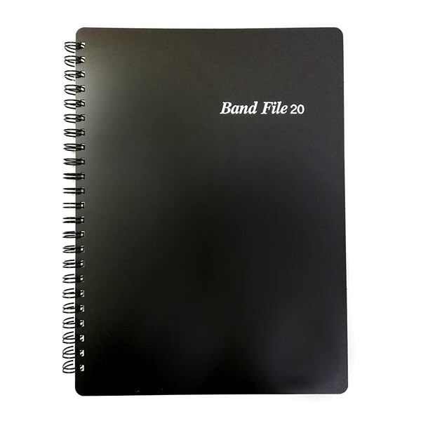 収納したまま書込める 楽譜用ファイルブック バンドファイル 黒 A4 20ポケット リングタイプ 楽譜 吉澤