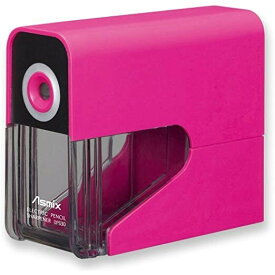 アスカ 乾電池式電動シャープナー 鉛筆削り ピンク スパイラルカッター コードレス 持ち運びやすい 小学生 - メール便不可