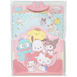 サンリオキャラクターズ キャラクター形レターセット ダイカット 便箋 封筒 各2柄入 シール付 手紙 人気 かわいい 日本製 - メール便対象