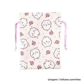 ちいかわ 巾着 18×13cm 引き手リボン ポリエステル シワになりにくい コップ袋 小物収納 整理 マリモクラフト - メール便対象
