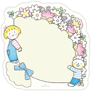 メモ メッセージカード ダイカット 仲良しともだち お花 かわいい イラスト ホールマーク - メール便対象
