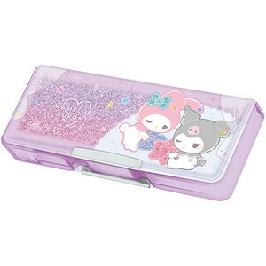 マイメロディ&クロミ コンパクト両開きペンケース むにゃっと キラキラグリッター 筆入れ 筆箱 小学校 入学 かわいい