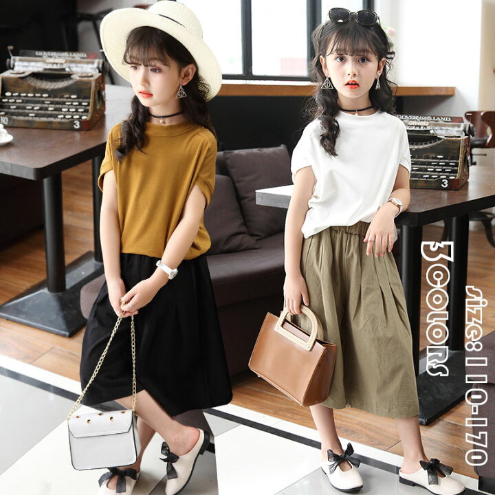 楽天市場 韓国子供服 セットアップ トップス ガウチョパンツ 夏 ドルマンスリーブ ワイドパンツ 半袖 薄手 ズボン上下セット 七分丈パンツ ゆったり リゾート 女の子 カジュアル キッズ こども 可愛い きれいめ 卒園式 入学式 1 140 160 170 Gbb2号店