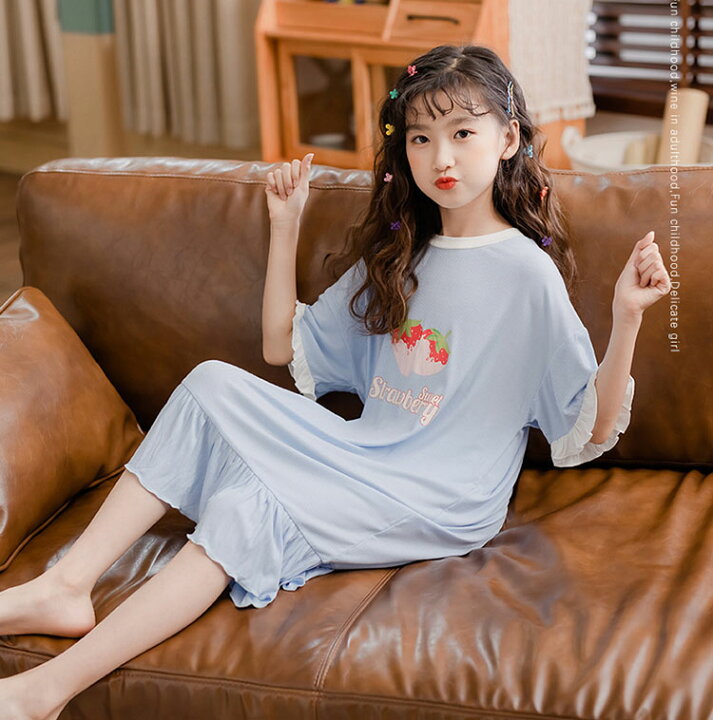 楽天市場 キッズ パジャマ 子供パジャマ ルームウェア ワンピース 親子 お揃い 夏 ワンピース プリント 薄手 女の子 半袖 ワンピース 部屋着 かわいい おしゃれ 可愛い 寝巻き ナイトウェア 子供服 ホワイト ブルー 110 170cm Gbb2号店