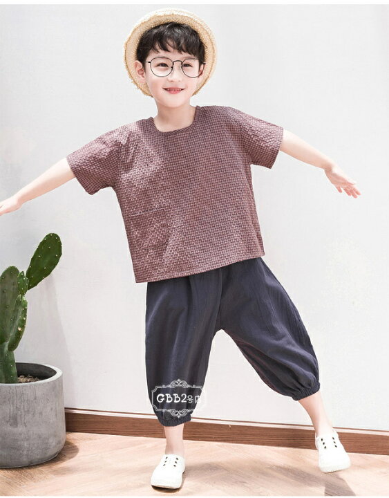 楽天市場】韓国子供服 セットアップ 長ズボン 綿麻混 男の子  