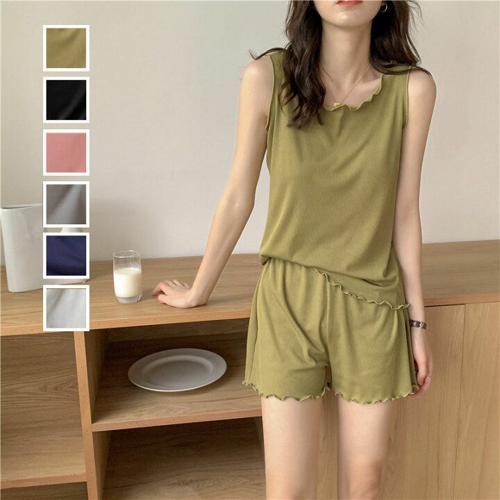楽天市場 パジャマ レディース 夏 ２点セット ルームウェア モダール タンクトップ ノースリーブ 半ズボン パジャマ 大きいサイズ セットアップ 部屋着 かわいい ゆったり おしゃれ 可愛い 寝巻き 6色 Gbb2号店