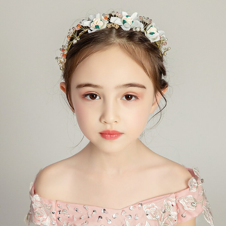 髪飾り 花冠 キッズヘッドドレス ヘアアクセサリー 卒園式 女の子 発表会 花 うのにもお得な キッズヘッドドレス