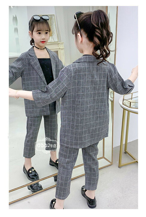 韓国こども服 スーツ キャミソール コート 夏 フォーマル ノースリーブ スーツジャケット 3点セット 半ズボン チェック柄