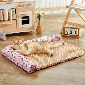 ペットベッド 夏 猫用 ベッド 猫マット ござ ペット ソファー クッション 暑さ対策 安眠 ベッド 猫 寝台 涼感マット ゴザマット 接触冷感 熱中症 対策 通気