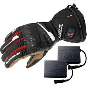 KOMINE コミネ バイク用電熱グローブ 08-2155 EK-2155 グローブ&バッテリーセット Lサイズ ブラック/レッド