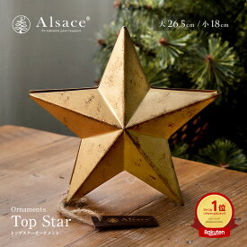 【公式 Alsace(R) 正規品】クリスマス オーナメント 星 トップスター ツリートップ アンティーク スチール ゴールド 塗装 1p 金属製 クリスマスツリー アルザス 飾り 金 北欧 おしゃれ アルザスツリー クリスマスツリー 星 トップ 飾り 柊 Christmas Xmas tree