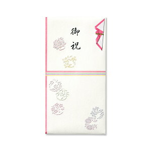 金封 熨斗付 文字入り 彩り花丸文 御祝 ピンク 180x92mm 1組入 (封筒タイプ中包み付/花結び/お祝い/七五三) | G.C.PRESS(ジーシープレス)