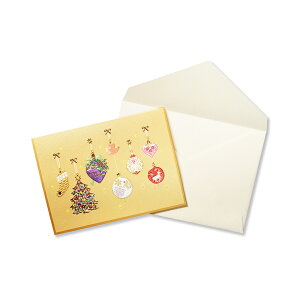 クリスマスカード クリスマス オーナメント 金 100x140mm 1組入 (封筒付き/中紙付き/メッセージカード) | G.C.PRESS(ジーシープレス)