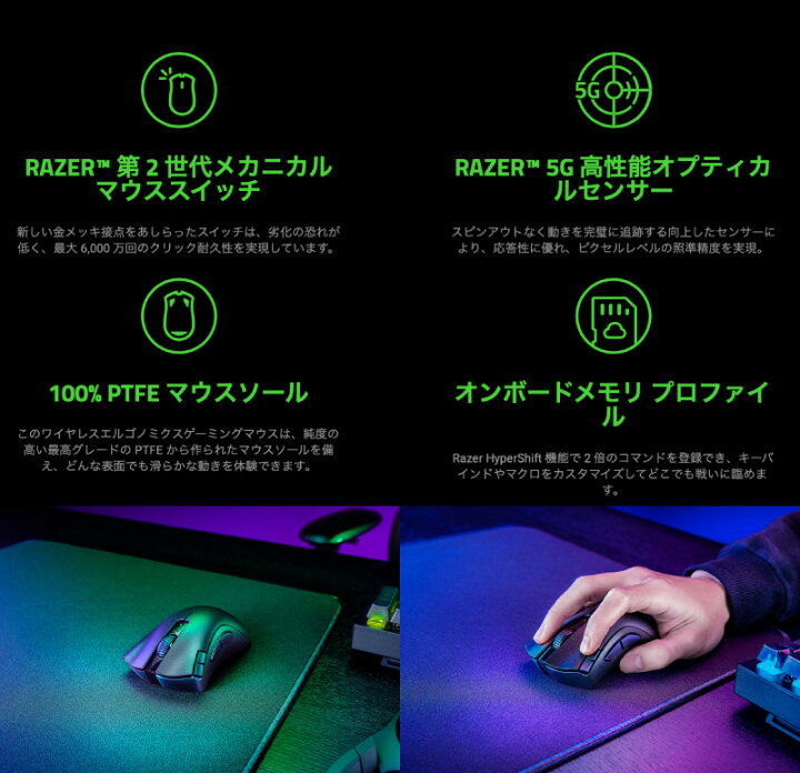 楽天市場 Razer公式 Razer Deathadder V2 X Hyperspeed 2 4ghz Bluetooth 5 1 ワイヤレス両対応 エルゴノミックデザイン ゲーミングマウス Rz01 R3a1 レーザー マウス Gaming Center By Grapht