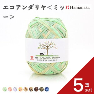 【5玉セット】 毛糸 Hamanaka ハマナカ エコアンダリヤ<ミックスカラー> 全9色 毛糸 編み物 手編み かぎ針編み 毛糸セット 初心者向け毛糸 通販 おしゃれ 毛糸 詰め合わせ