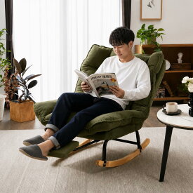 【期間限定★10%OFF】ロッキングチェア ジャパンディ 北欧 和モダン 1人掛け コーデュロイ生地 2層クッション ふんわり座面 木脚 スチールフレーム 選べる5色 くすみカラー おしゃれ 侘び寂び インテリア雑誌 リビング 寝室 ベランダ 読書用 リラックスチェア