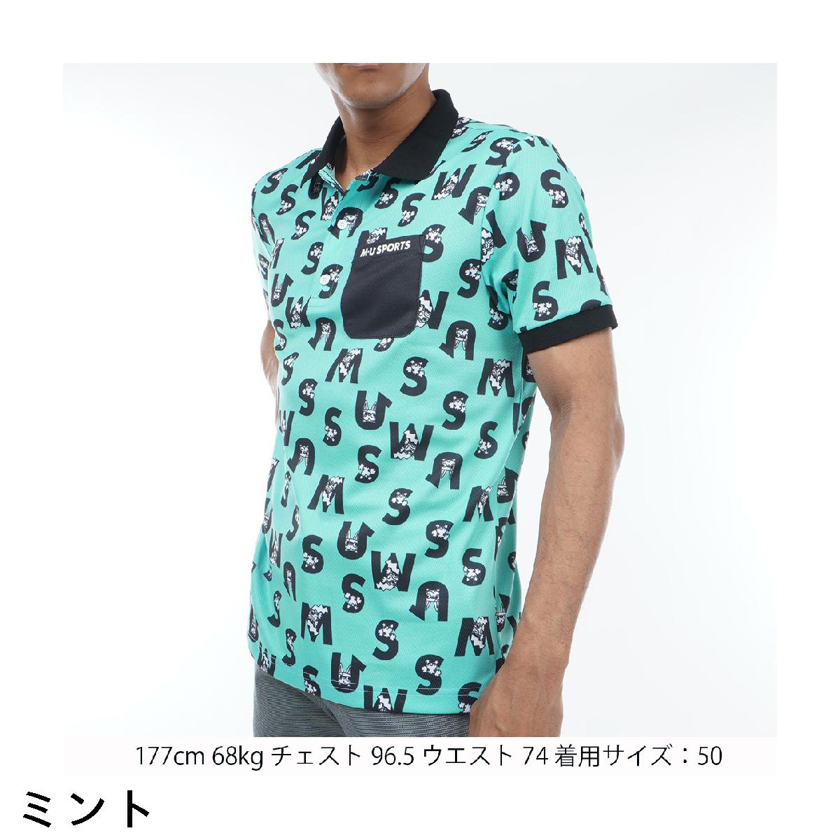 新品未使用　MUスポーツ　メンズゴルフ長袖シャツ　サイズ50 総柄