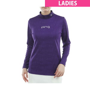 ピン PING ロゴジャカード 長袖ハイネックシャツ レディス