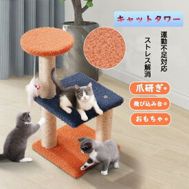 キャットタワー 猫用タワー 飛び込み台 小型 爪とぎポール 猫 ネズミおもちゃ付き 爪研ぎ 爪磨き 支柱 つめとぎ 天然サイザル麻 据え置き 頑丈耐久 おしゃれ 超可愛い 組立簡単 安定