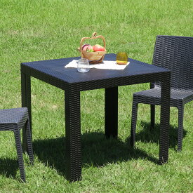 ガーデンテーブル ラタン調 ガーデン テーブル ラタン 調 おしゃれ ガーデニング グランピング プラスチック ガーデンファニチャー 庭 ベランダ テラス バルコニー カフェ グレー 屋外 アウトドア 北欧 モダン