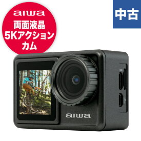 cam s5k JA3-ACM0001 中古 aiwa アイワ アクションカメラ ウェアラブルカメラ カメラ 黒 5K デュアルモニター 高解像度 防水 防塵 防じん 手ブレ補正 デジタルズーム Bluetooth ブルートゥース 1,200万画素 CMOSセンサー タッチ操作 microSD