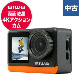 cam b4k　JA3-ACM0002 中古 aiwa アイワ アクションカメラ ウェアラブルカメラ カメラ 黒 4K デュアルモニター 高解像度 防水 防塵 防じん 手ブレ補正 デジタルズーム 2.0型スクリーン 1,200万画素 CMOSセンサー タッチ操作 I microSD マイクロSD