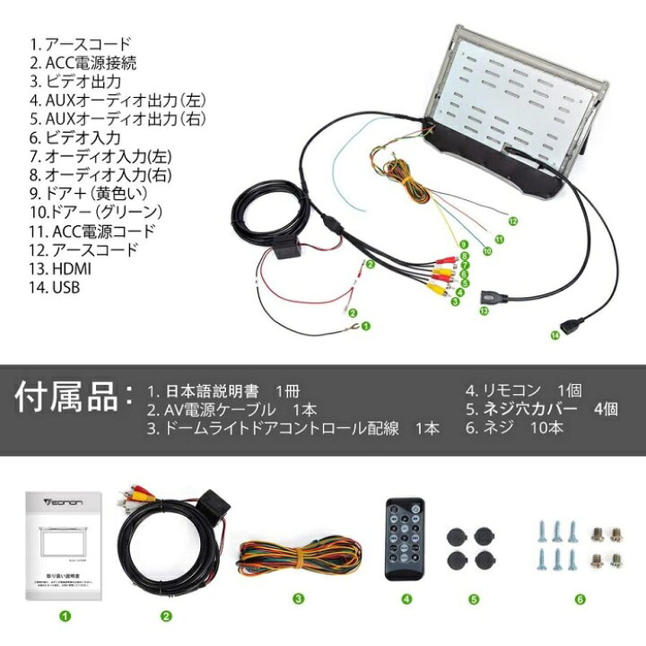 楽天市場】L0154 EONON 車載用フリップダウンモニター 11.6インチ 高 