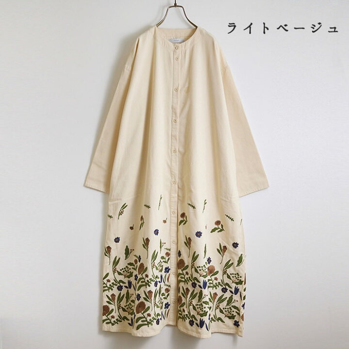 楽天市場】花刺繍ワンピース レディース 長袖 大人の ナチュラル 