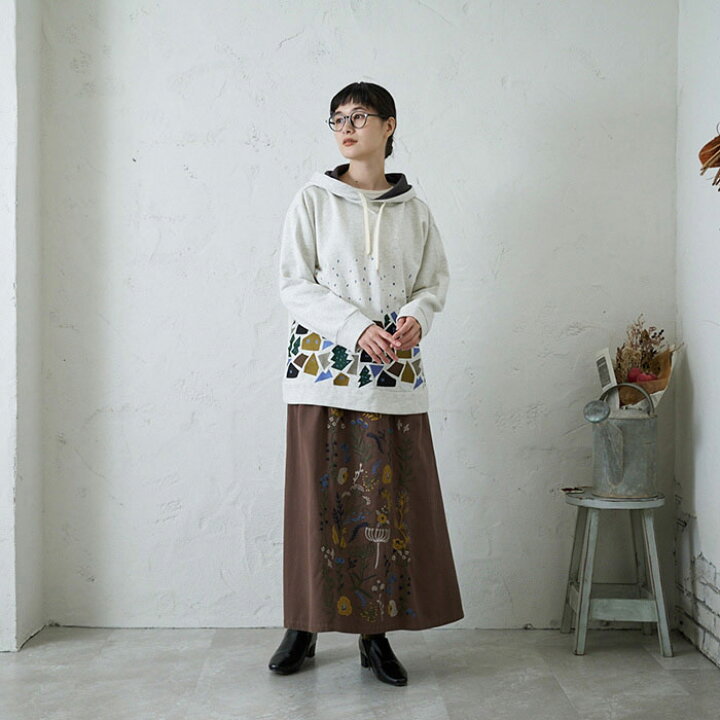 楽天市場】植物刺繍スカート レディース ボトムス 大人の ナチュラル  