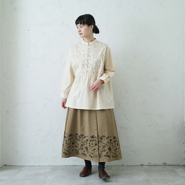 楽天市場】トリと植物裾刺繍スカート レディース ボトムス 大人の  