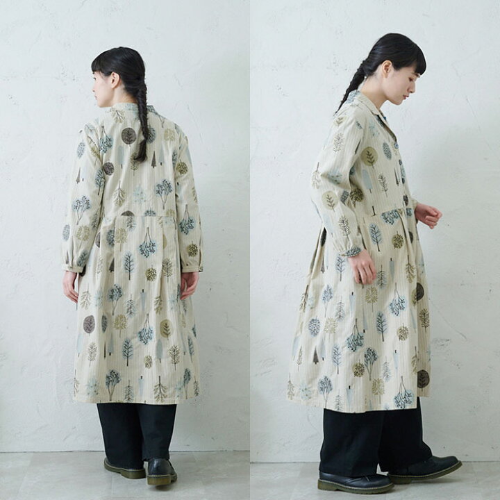 nèsessaire グレー 花柄刺繍 ロングコート楽天市場】北欧植物の総柄 