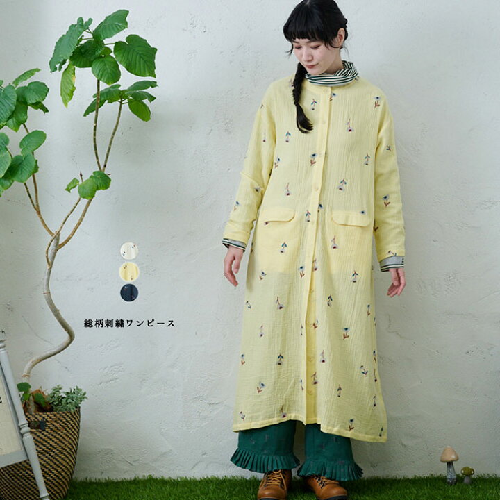 楽天市場】総柄刺繍ワンピース emago レディース トップス 長袖 大人の 
