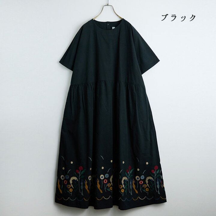 楽天市場】きつね裾刺繍ワンピース emago レディース トップス 半袖 