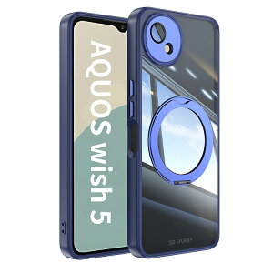 SHARP AQUOS wish5 �N���A �P�[�X �ϏՌ� �J�o�[ �ϏՌ��J�o�[ �����O�t�� 360�x��] �^�t�Ŋ�� TPU&PC�f�� �X�^���h�@�\�t�� �����h�~ �V���[�v �A�N�I�X wish5 �P�[�X �J�o�[ �Ռ��ɋ��� �w�ʃJ�o�[