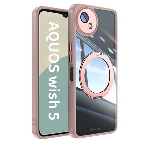 SHARP AQUOS wish5 �N���A �P�[�X �ϏՌ� �J�o�[ �ϏՌ��J�o�[ �����O�t�� 360�x��] �^�t�Ŋ�� TPU&PC�f�� �X�^���h�@�\�t�� �����h�~ �V���[�v �A�N�I�X wish5 �P�[�X �J�o�[ �Ռ��ɋ��� �w�ʃJ�o�[