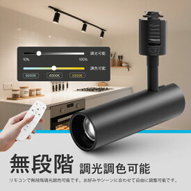 ライティングレール用スポットライト( リモコン付き)2.4GHz無線式遠隔操作100W相当 調光 調色 電球色昼光色昼白色 消費電力10W 大光量1000LM,照射角度調節可能，30分/60分お休みタイマー 常夜灯 光色切り替え 日本語取扱説明書